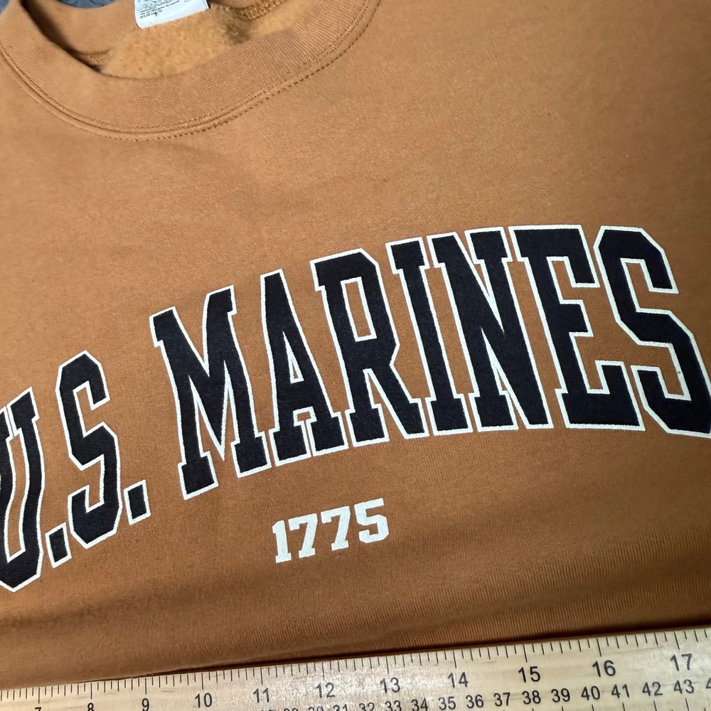 Champion Sweatshirt Mens XL Tan US Marines 1775 Graphic Crewneck Eco Fleece - Picture 4 of 8